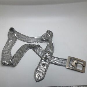 VTG Elegant Sophisticated Chic Silver Sequin Belt Size 32